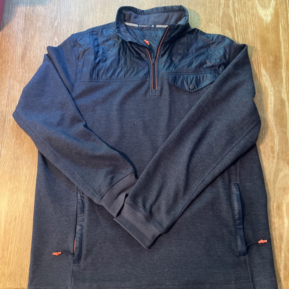 Southern Tide to Trail Quarter Zip Pullover Sweater Men Large Navy Blue Pockets